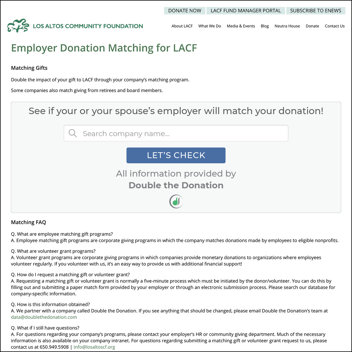 Double the Donation Matching gifts made easy