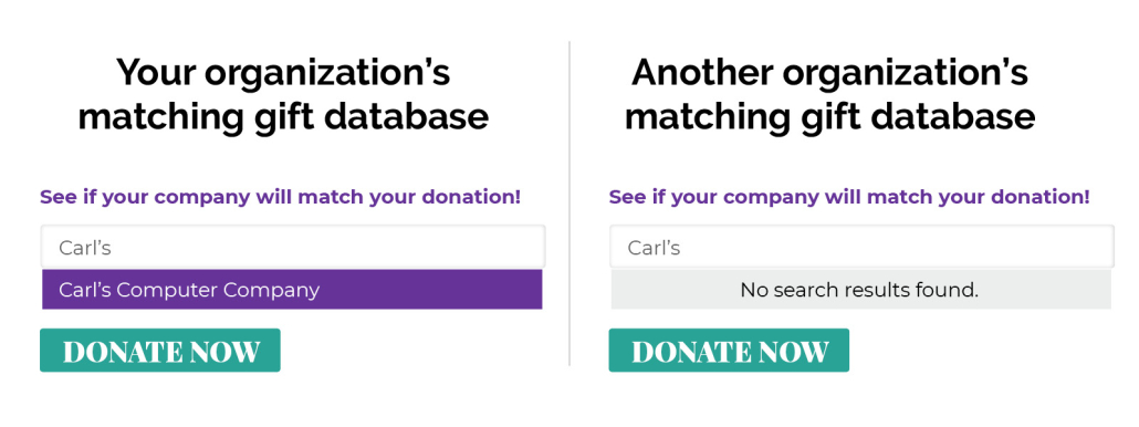 Double the Donation's custom matching gift database functionality