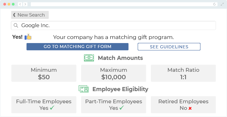 Google offers one of the top matching gift programs.