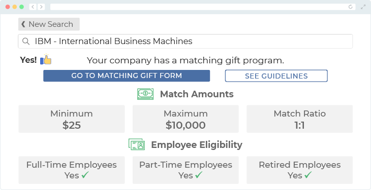 IBM offers one of the top matching gift programs.