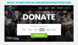 You should include your logo, color scheme, and typography in your branded donation page.