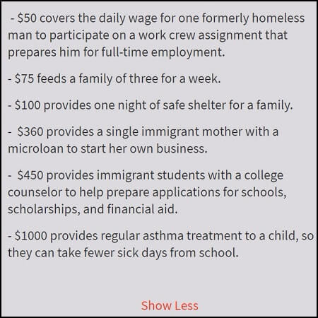 Check out this example of Robin Hood's crowdfunding page, complete with suggested donations tied to specific actions.