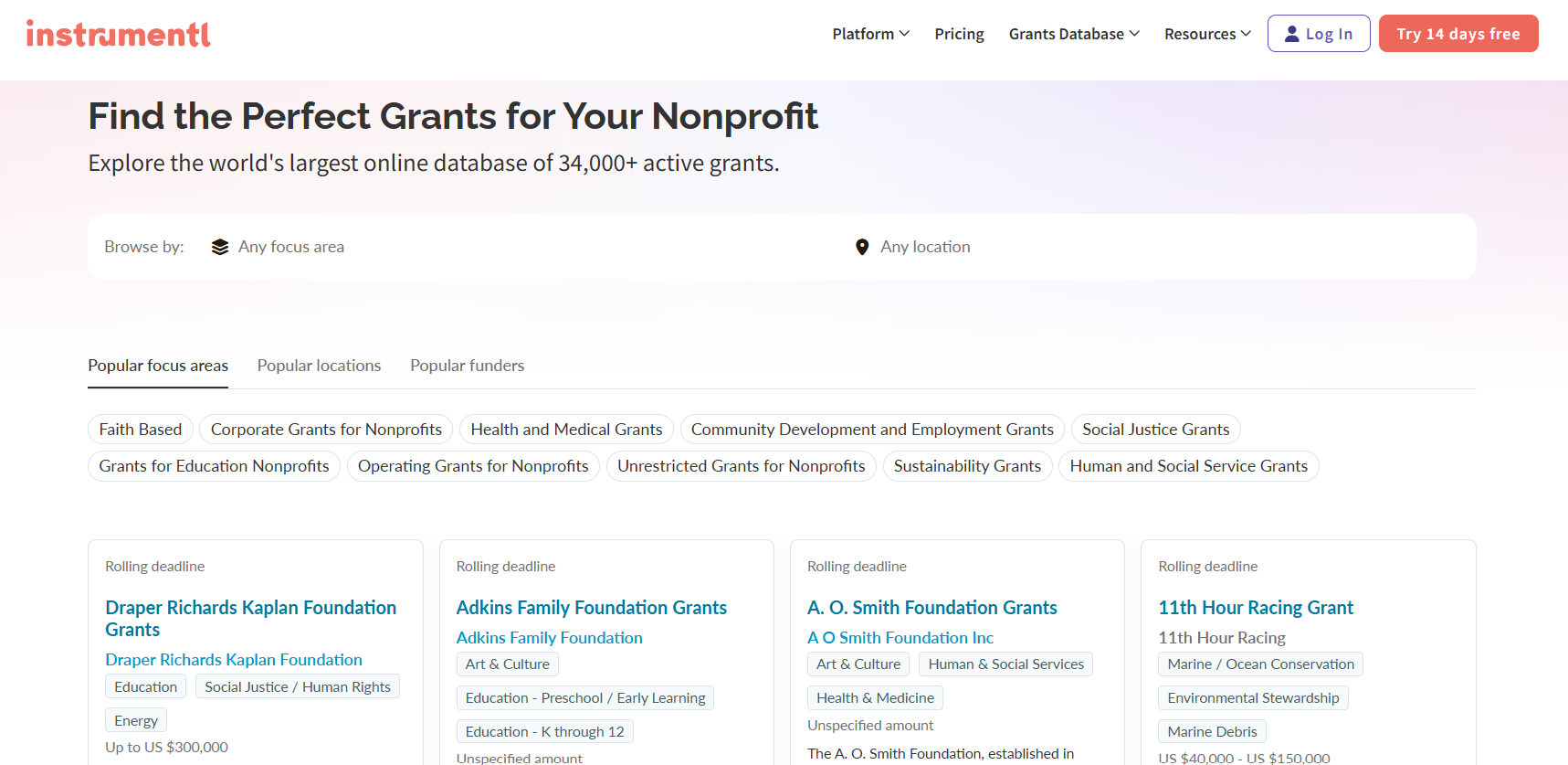 Examining Double the Donation vs. Instrumentl's grant databases